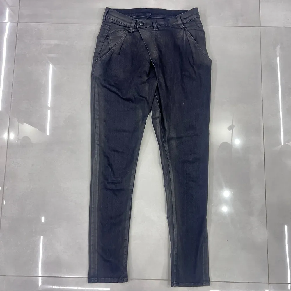 R13 Black Waxed X-Over Jeans - Image 5