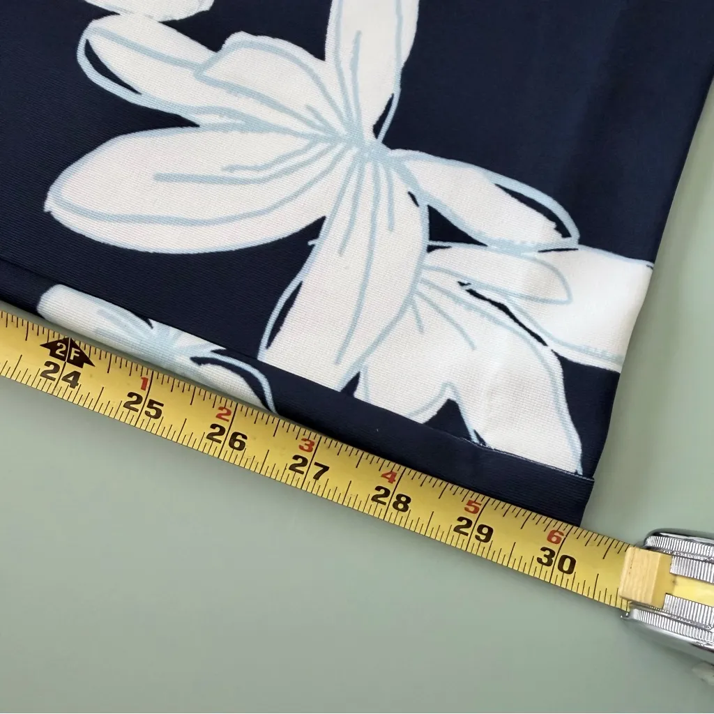 Boston Proper Beyond Travel Floral Wide Leg Pants Women’s M Blue White - Image 8