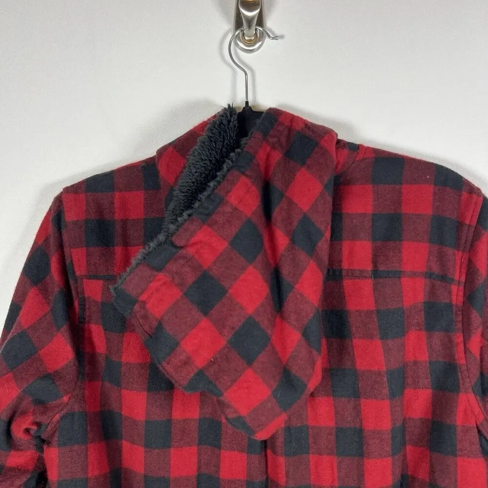 L.L.Bean Relaxed Fit Scotch Plaid Flannel Zip Hoodie Red Sz S Classic‎ Outdoors - Image 11