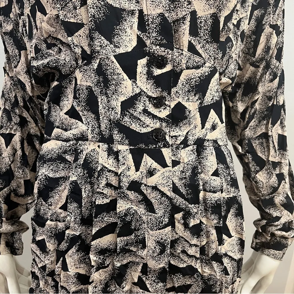 Vintage Patterned Midi Dress Black Size 6 - Image 3