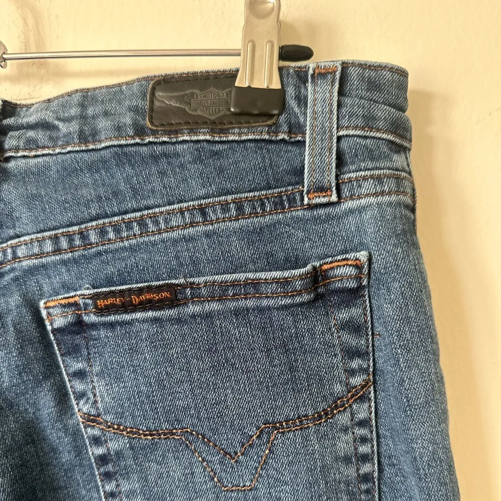 Vintage Harley Davidson Denim Bootcut Jeans 6 Blue - Image 3