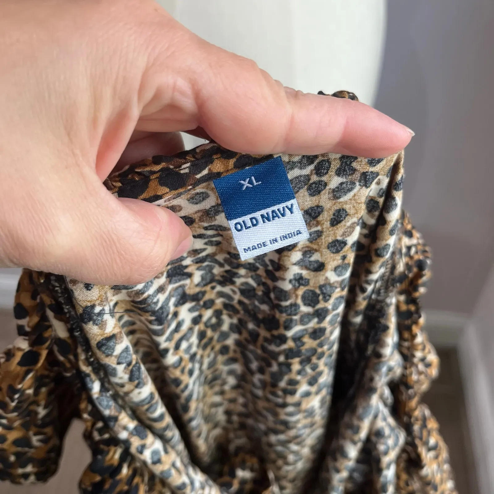Old Navy Leopard Print Waist Defined Ruffle Trim Mini Dress Size XL - Image 7