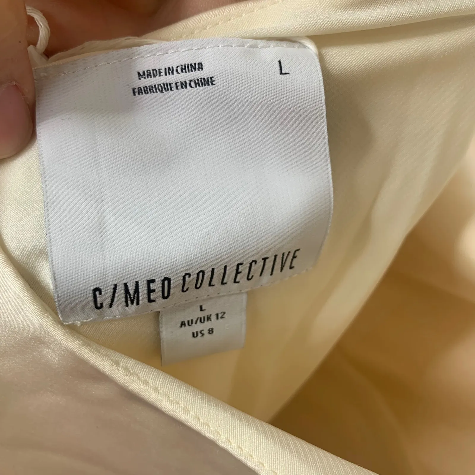 Anthropologie ivory long sleeves satin party dress‎ size 8 bridal bachelorette - Image 5