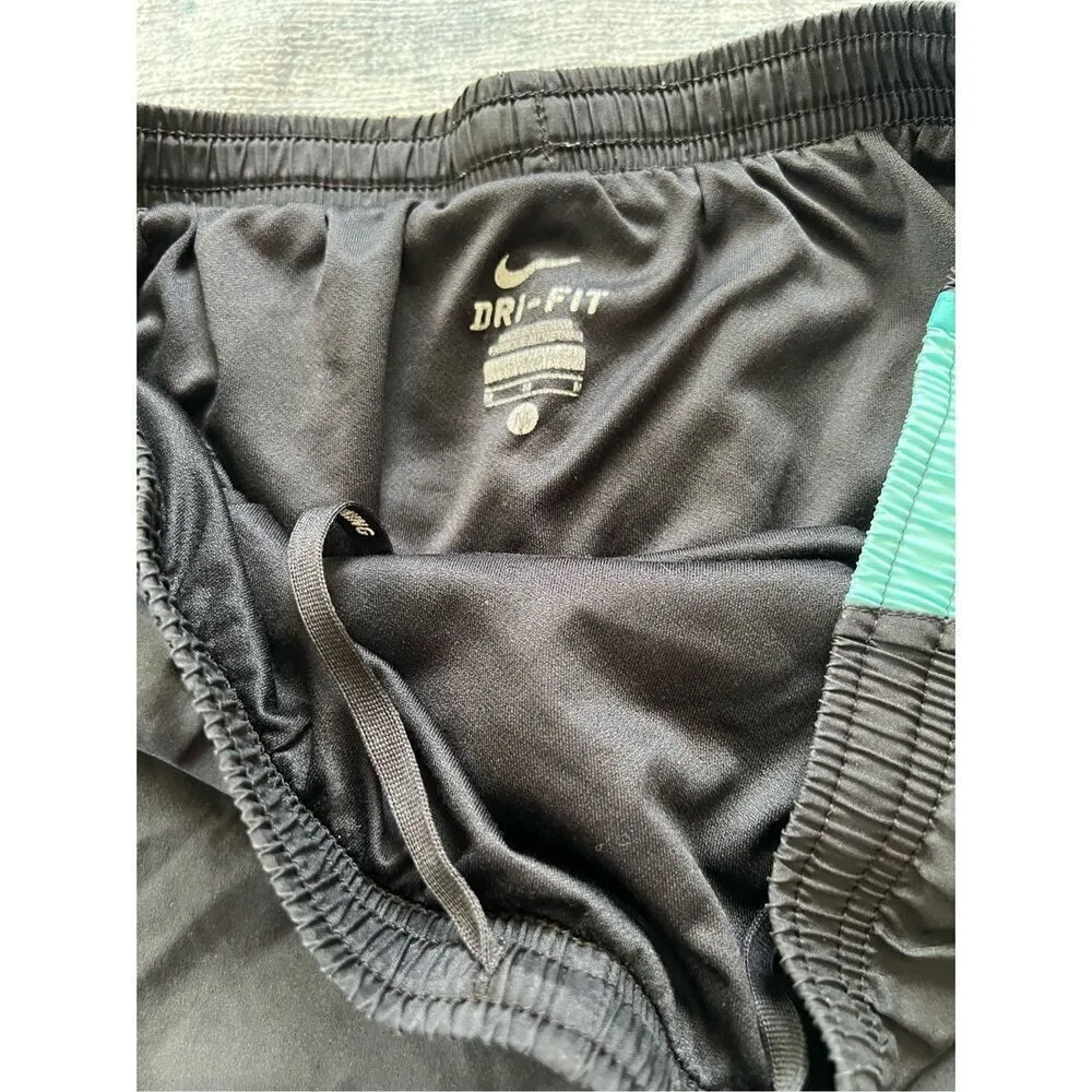 Nike Dri Fit Black Aqua Blue Tempo Athletic Running Shorts Medium - Image 3