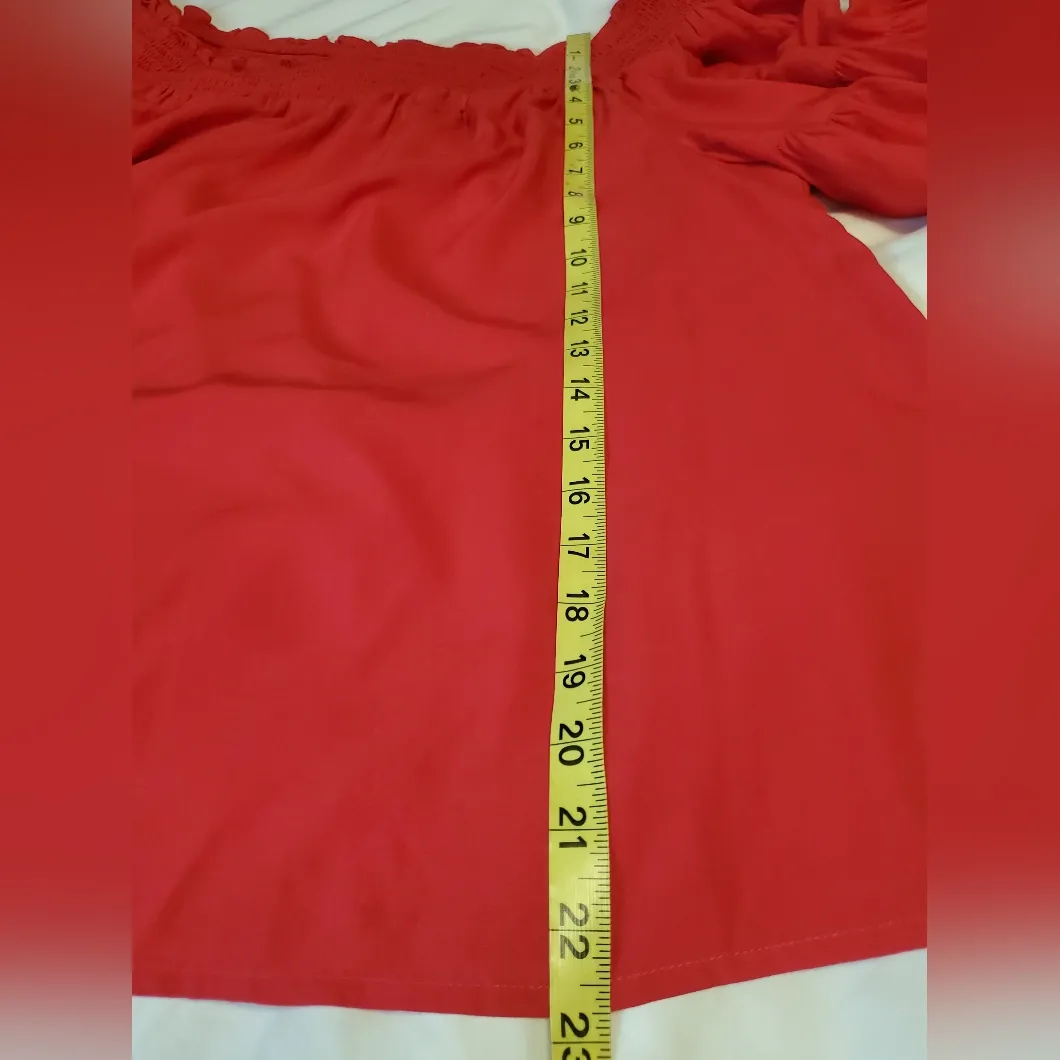 Lane Byant Red Off-Shoulder Blouse With Lace Bell Sleeves Size: 18/20 - Image 5