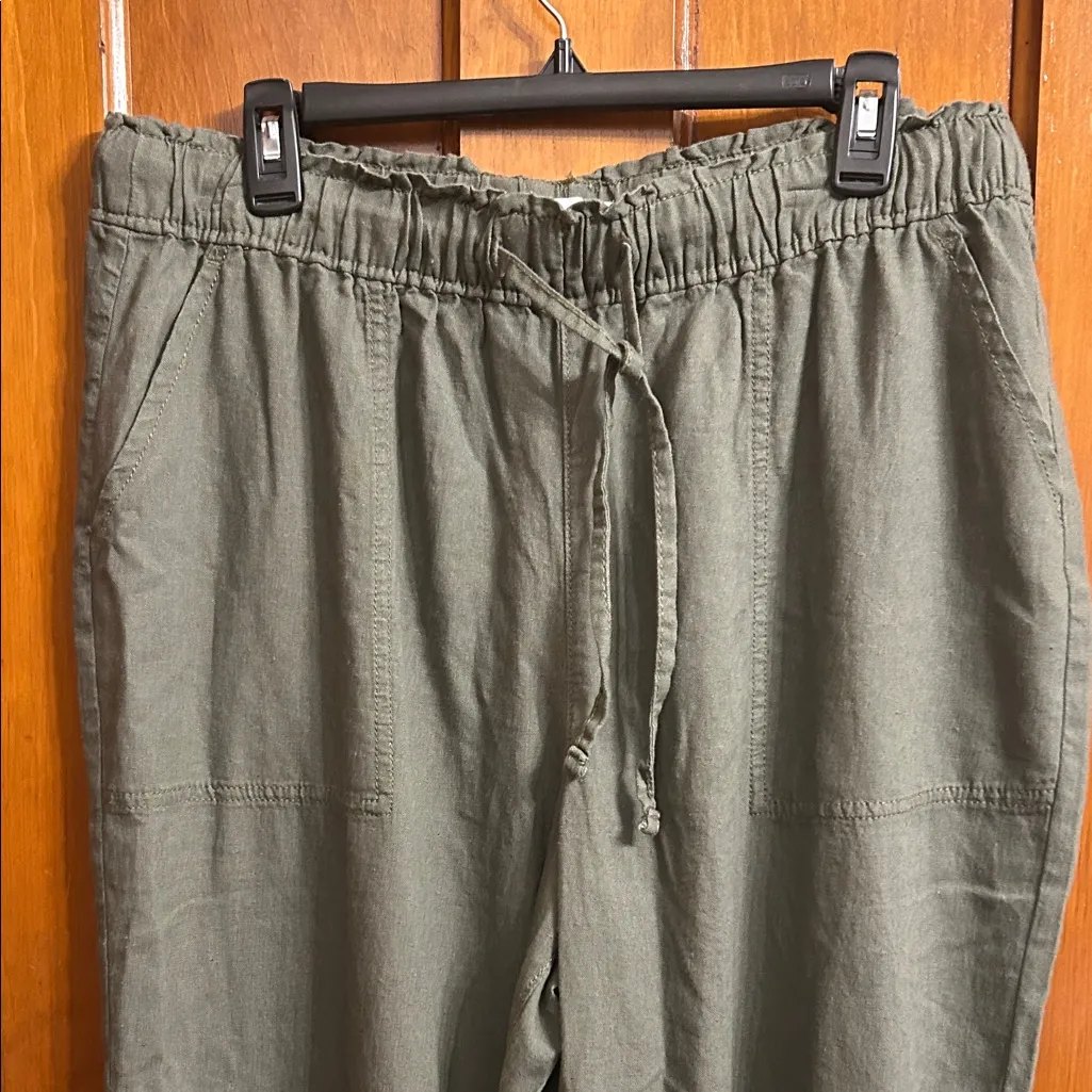 NWOT!! Petite Sonoma Goods For Life® Linen Wide Leg Ankle Pants, Olive, XL Size undefined - Image 2