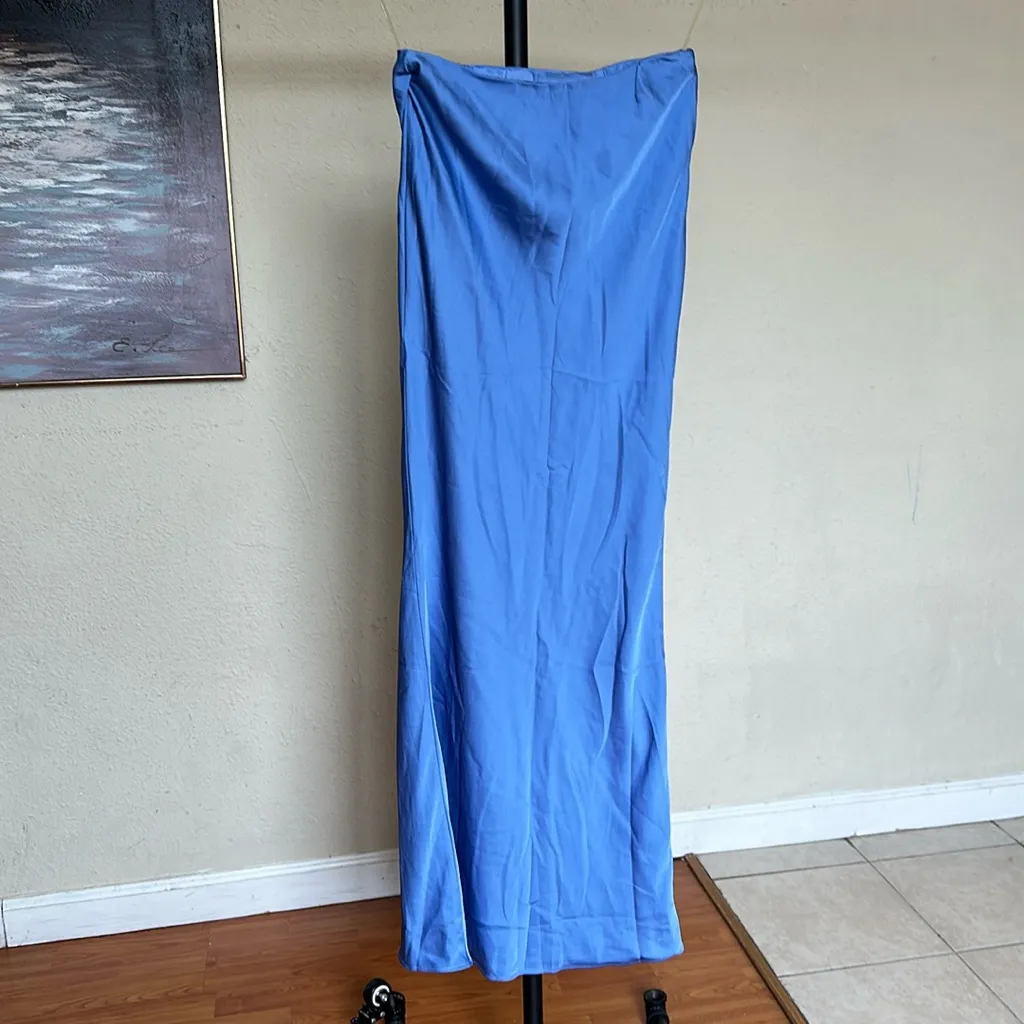 HOUSE OF CB 'Clara' Blue Satin Bias Cut Midi Skirt‎ NWOT Size S - Image 5