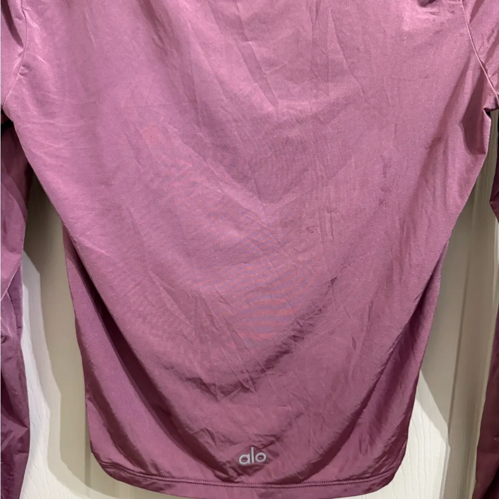 Alo Mauve Pink Button Hook Rutched Blouse Top - Image 6