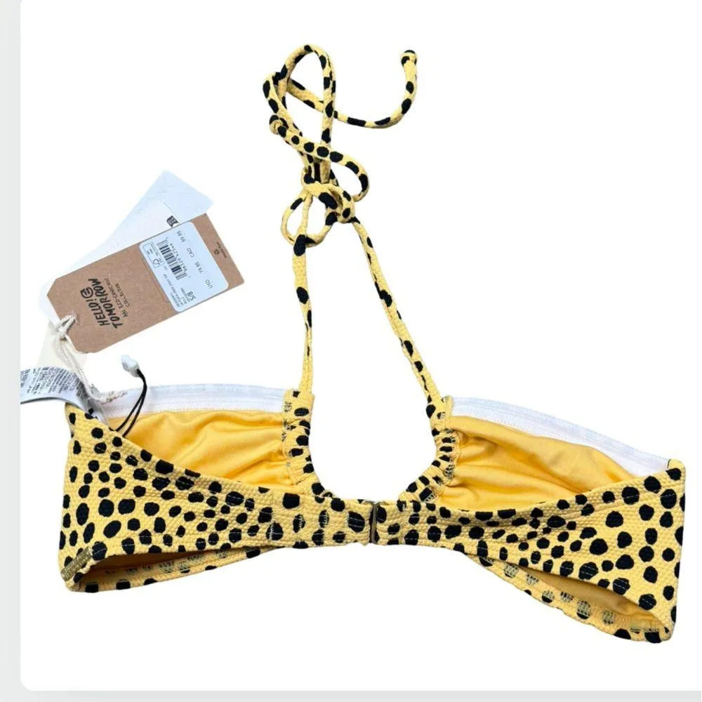 Billabong x It’s Now Cool La Playa Drew Convertible Yellow Leopard Bikini Top S - Image 11