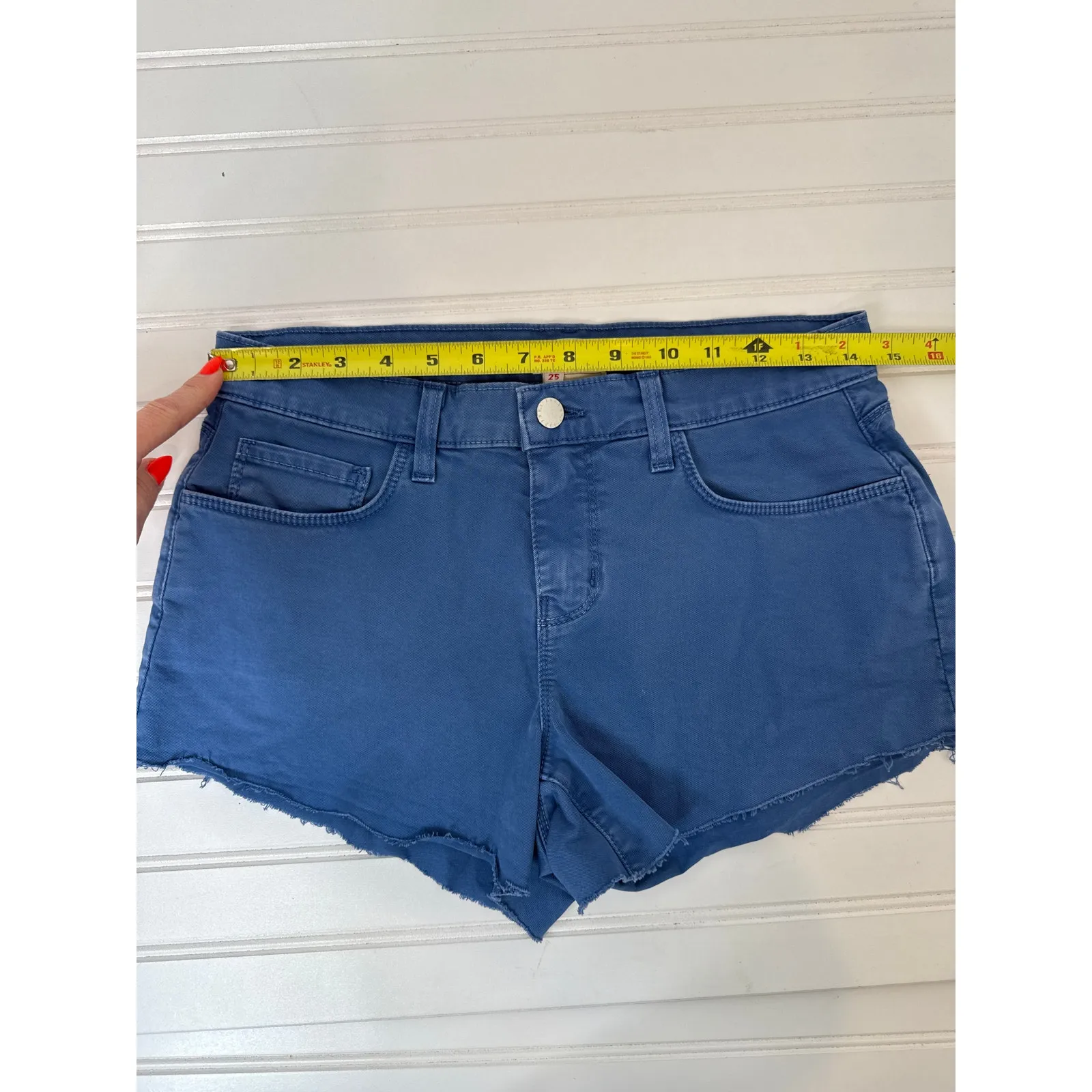 NWT L’AGENCE Audery Denim Shorts Pink & Blue Raw Hem Cut Off Bundle Size 25 - Image 5