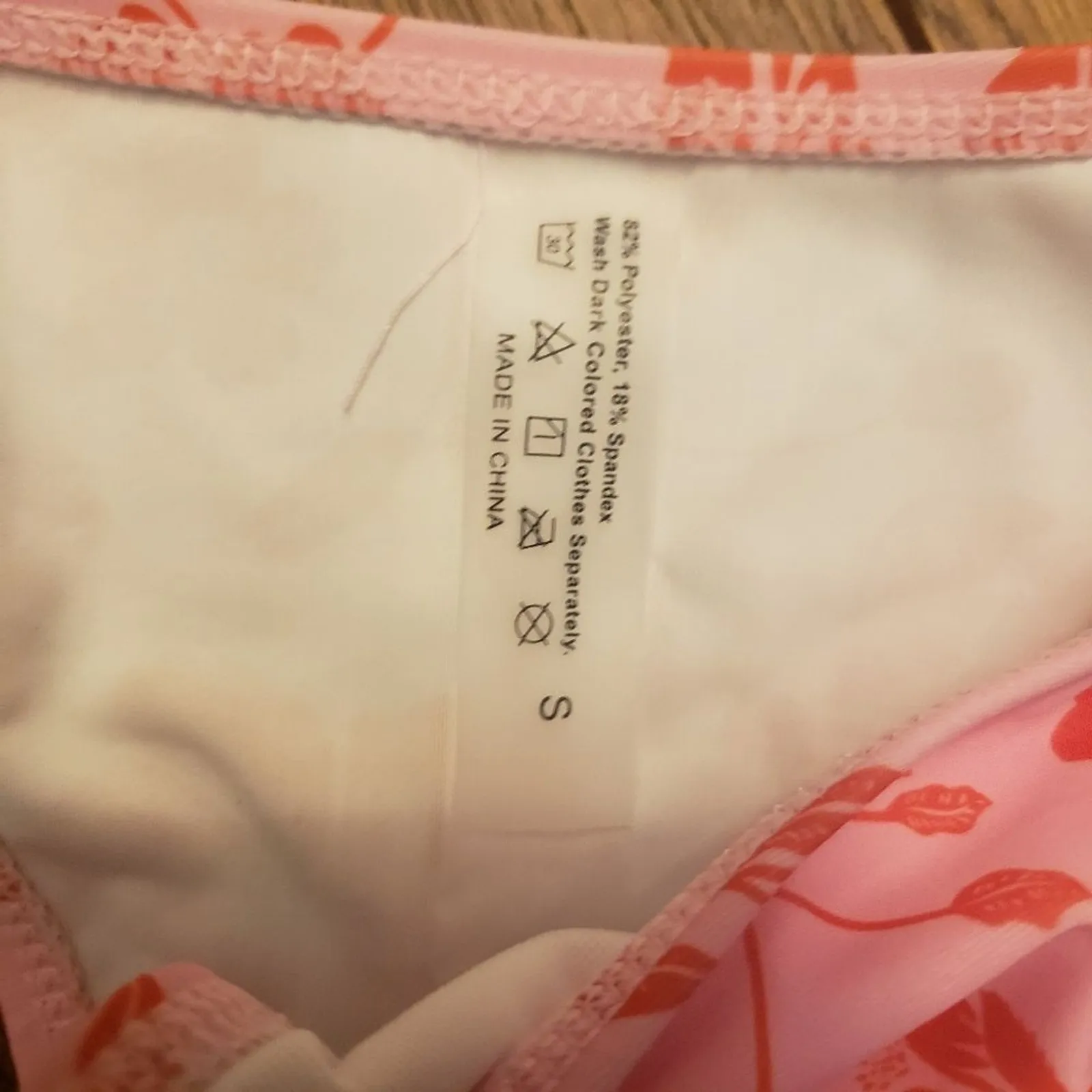 Shein NWT Bikini S Small Pink Orange Tropical‎ Hawaiian Floral Print New - Image 3