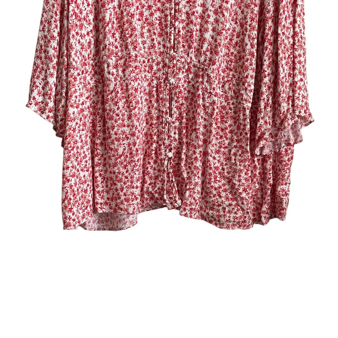 Lane Bryant Women Top 22 Coral Ditsy Floral‎ Babydoll Cottagecore Boho Fairy - Image 8