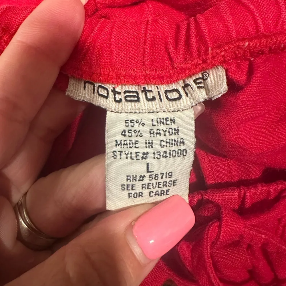 Notation Red Linen Blend Casual Pants Large - Image 7
