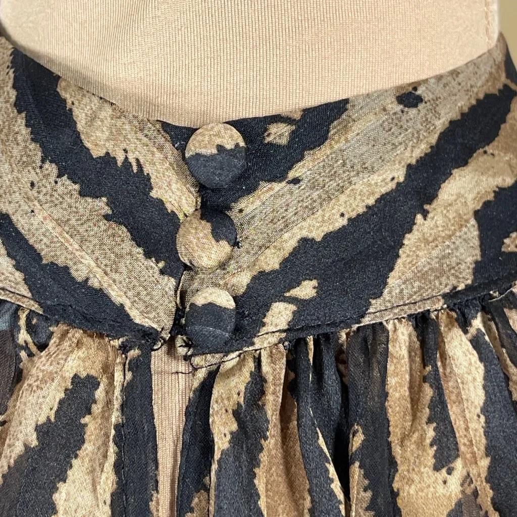 New H & M Women's Blouse Brown Black Leopard Size S Small Mock Neck - Image 4