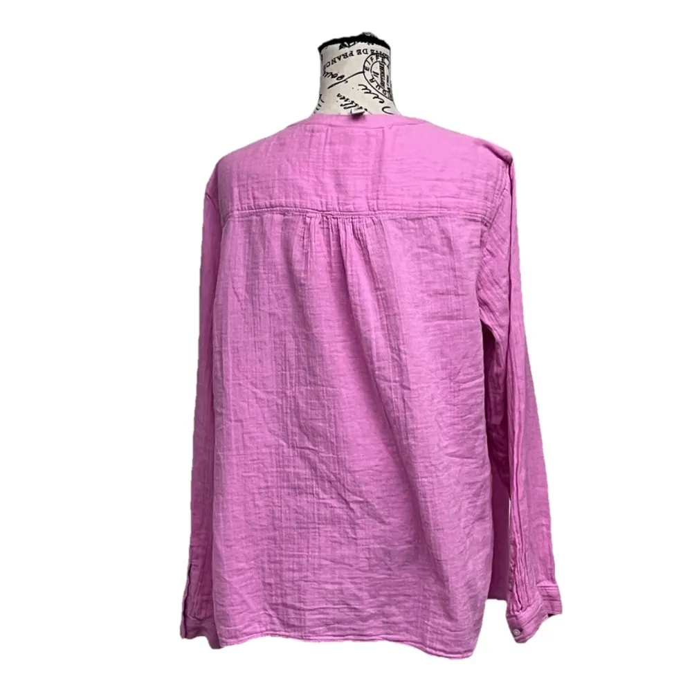 St. John’s Bay Pink Linen Blend Tunic Blouse XXL Slub Knit Peasant Boho - Image 5