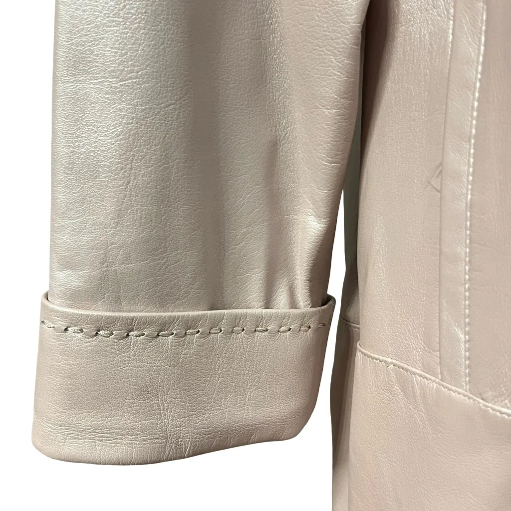 Vintage Dero by Rocco D'Amelio Womens Genuine Leather Coat Size L Pearl Pink USA Size L - Image 3