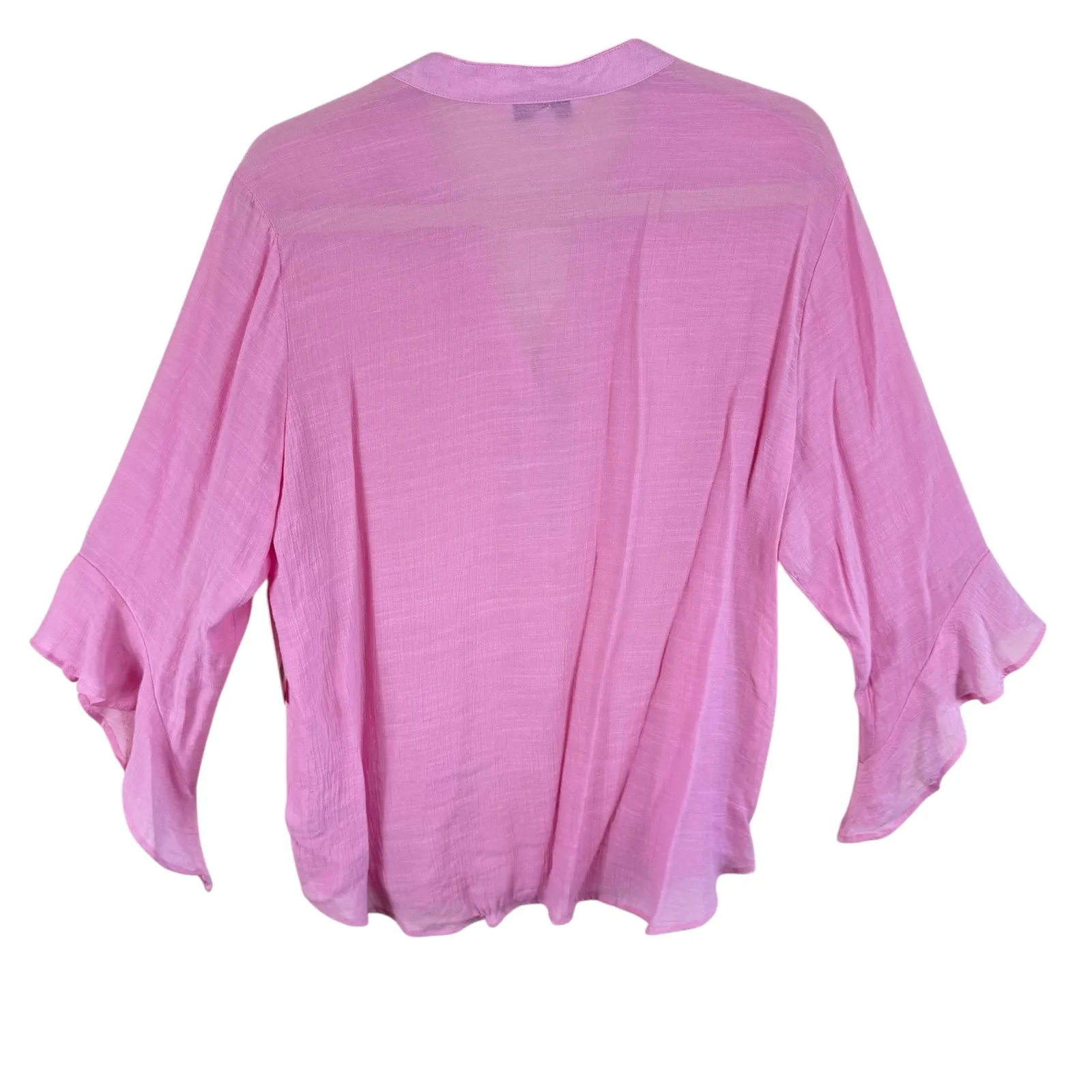 Counterparts NWT Pink 1/4 Button Ruffled 3/4 Sleeve Lightweight Blouse Size XL - Image 2