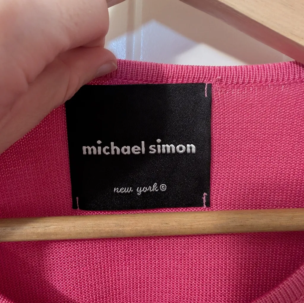 Y2K Michael Simon Silk Blend Embroidered Woman Walking Cardigan Pink Size undefined - Image 3