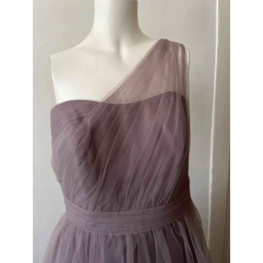 David's Bridal One Shoulder Tulle Sweetheart Bridesmaid Dress Grey purple sz 6 - Image 2