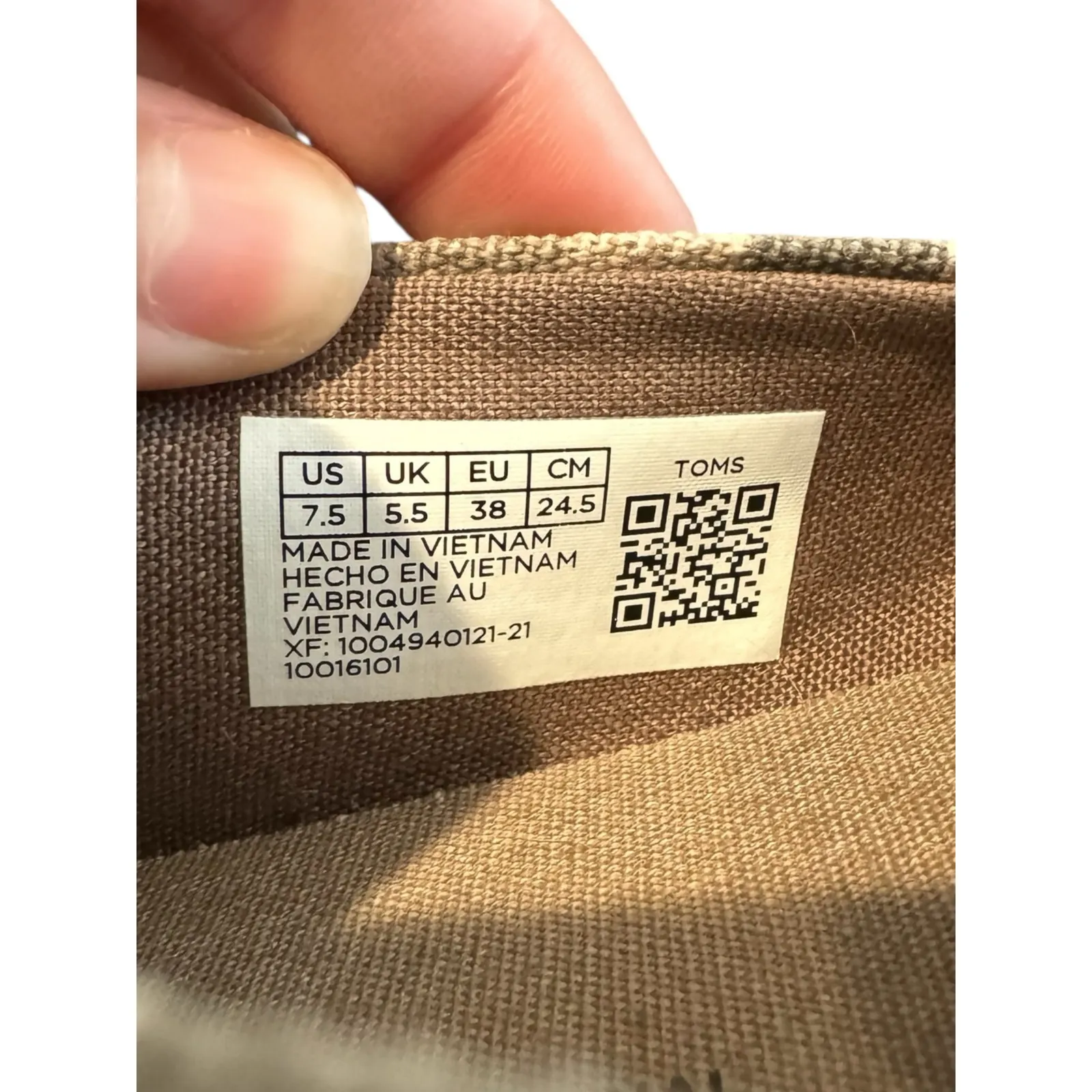 TOMS Camo Alpargata Slip On Flats Women’s 7.5 Taupe Grey Canvas Eco Comfort - Image 9