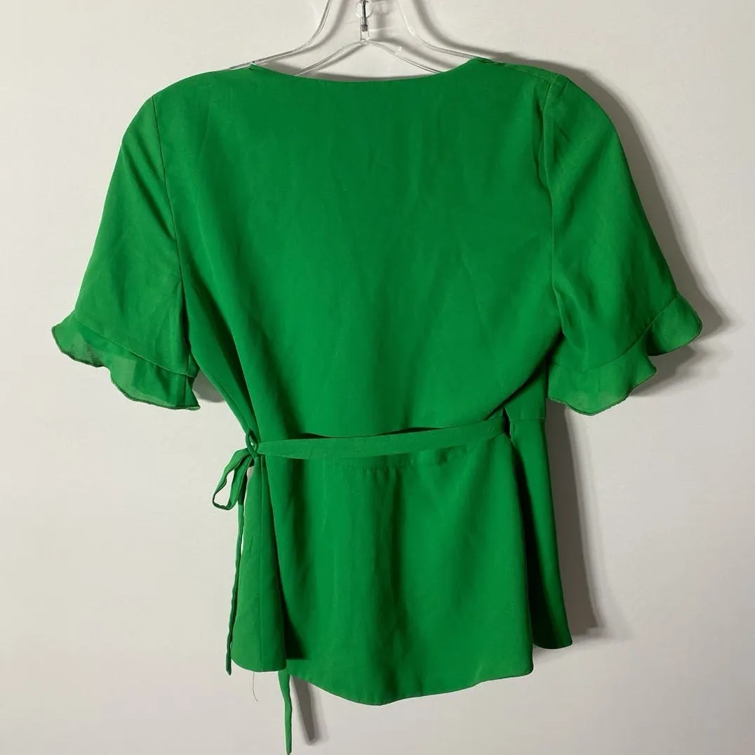 ZARA Trafaluc Green Wrap‎ Blouse - XS EUC - Image 4