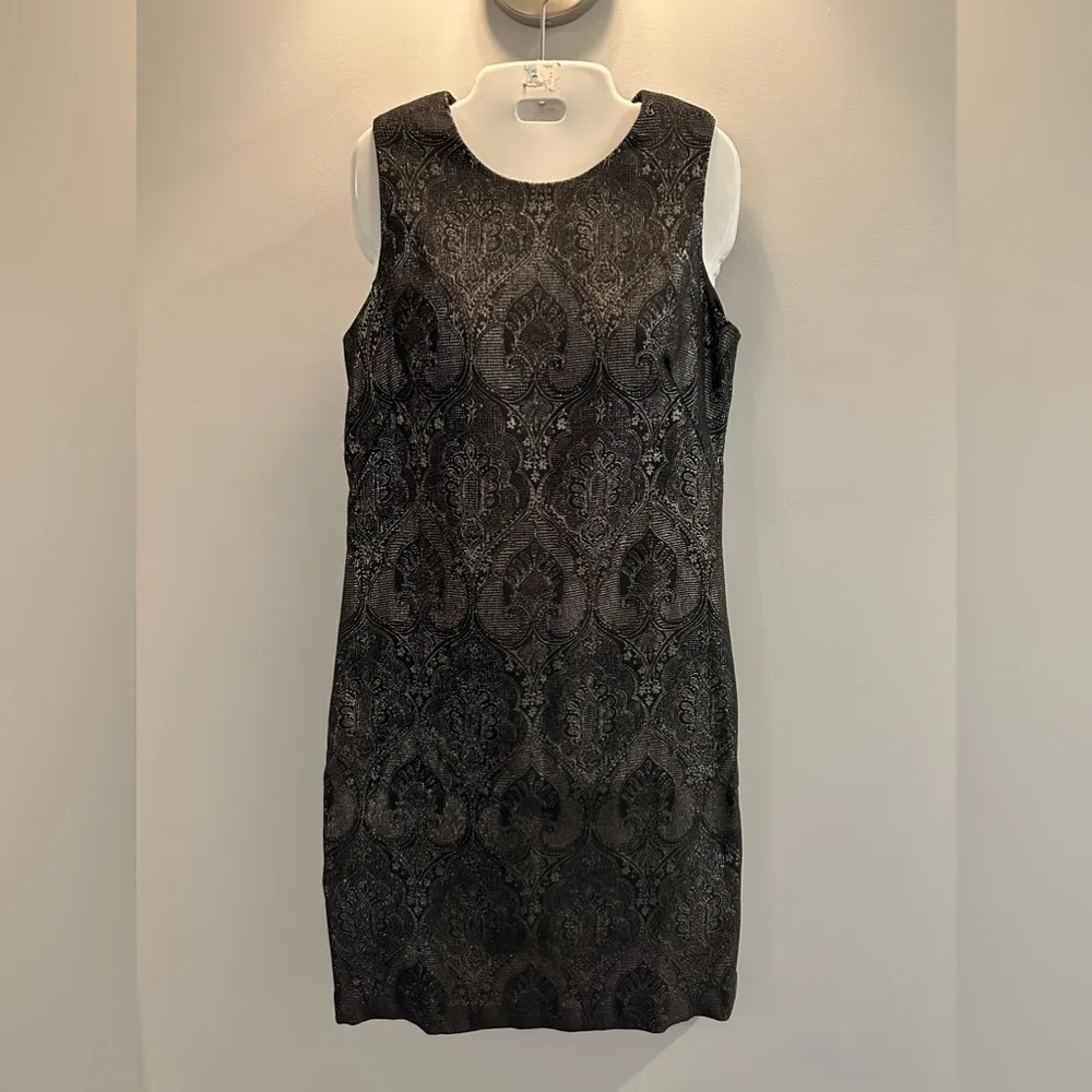 J. MCLAUGHLIN Belinda Sheath Dress Zahara Jacquared Black Champagne size 6 NWT - Image 3