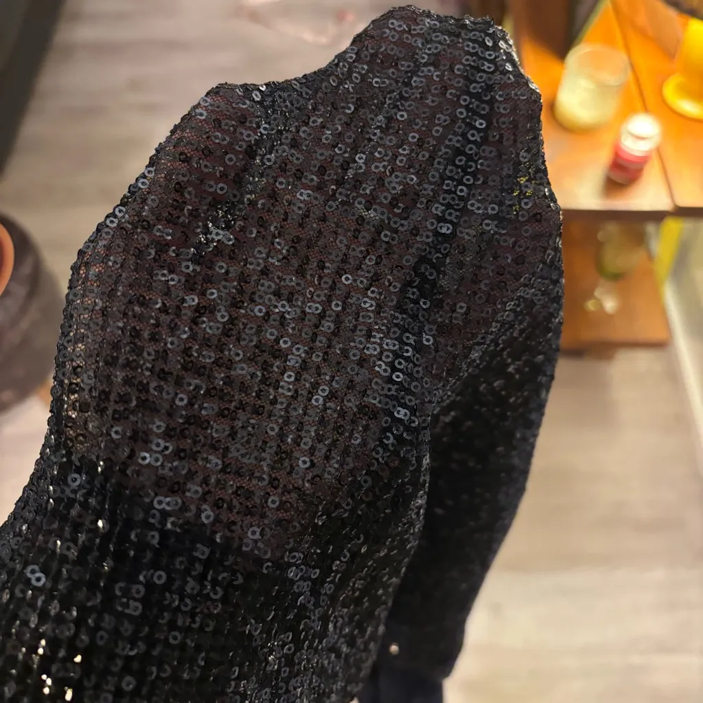 Free People Wild Child Sequin Mesh Mini Skirt Slate Blue Whimsygoth Sz 6 - Image 7