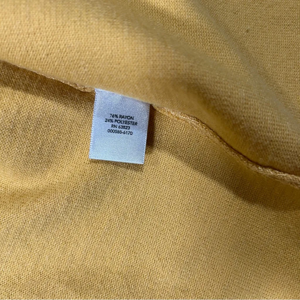 Christopher & Banks Mustard Yellow Open Cardigan Short Sleeve Sweater Large - Image 4