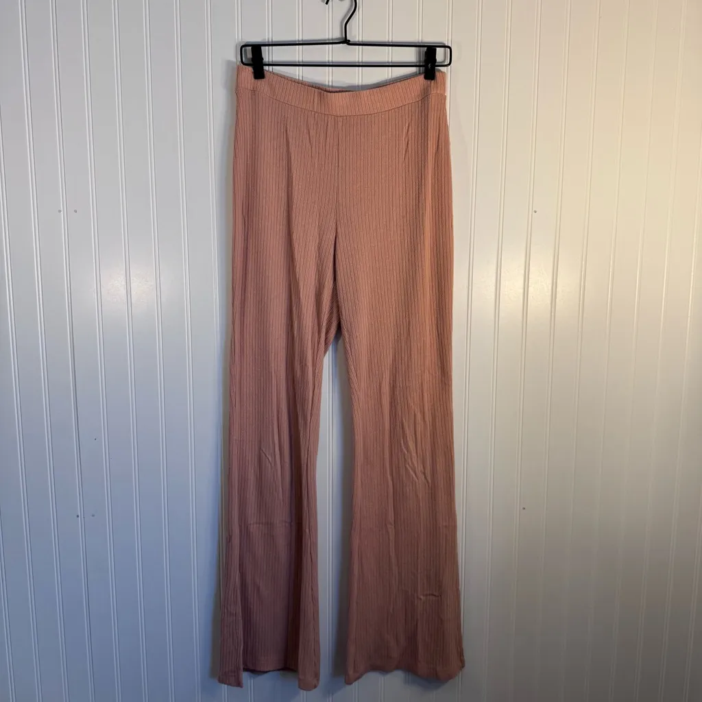 Old Navy High-Waisted Rib-Knit Split Flare Pink Lounge Pants Medium 31” Inseam - Image 3