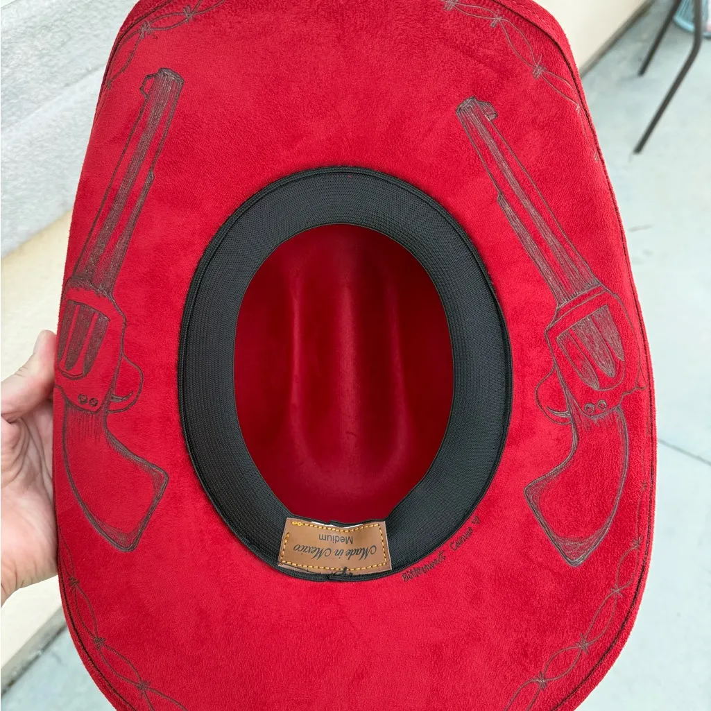 Red Western Cowboy Hat with Rope Band American flag patriotic western cowgirl - Image 3