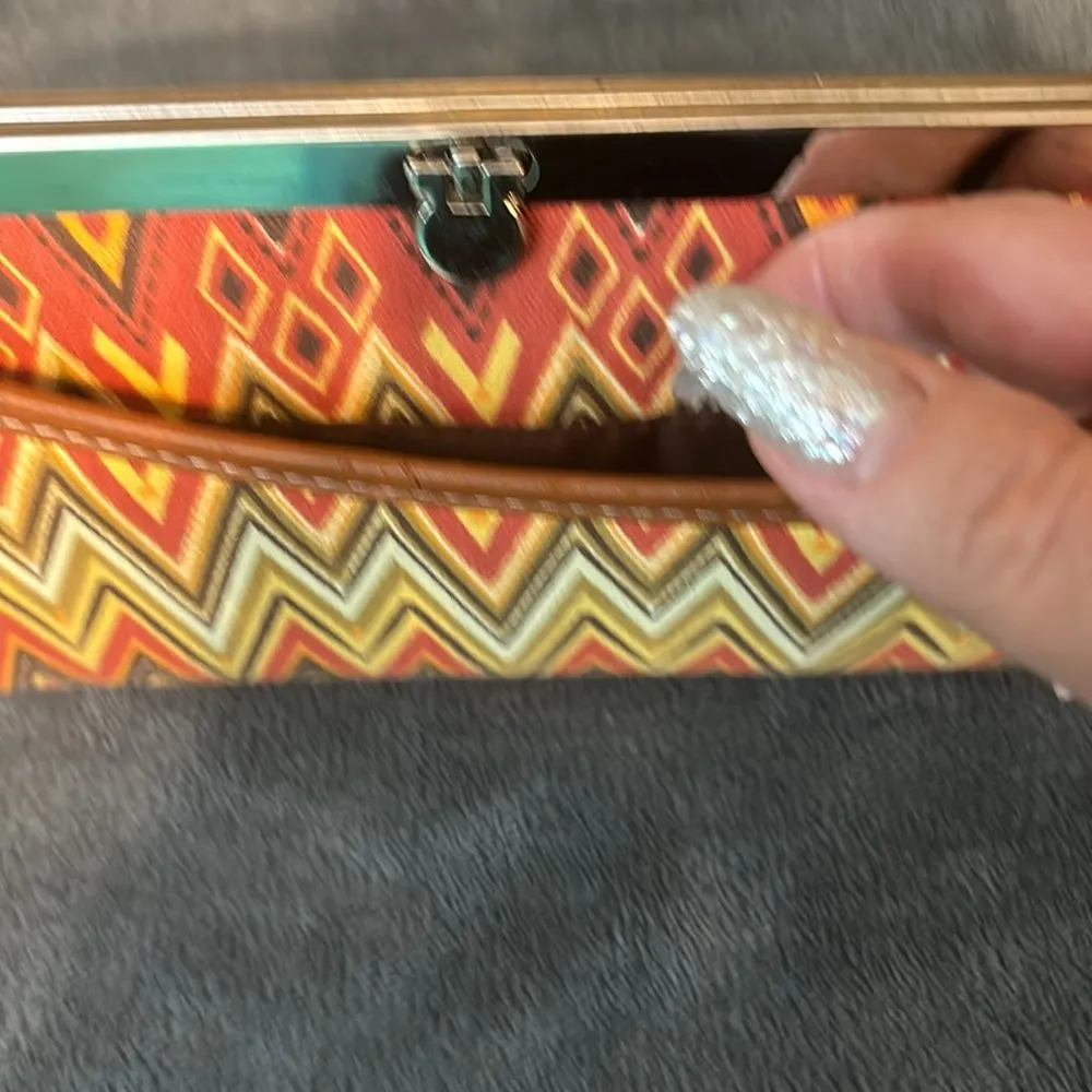 Textile Pattern Design Multicolor Printed Women's Wallet Orange - Image 3