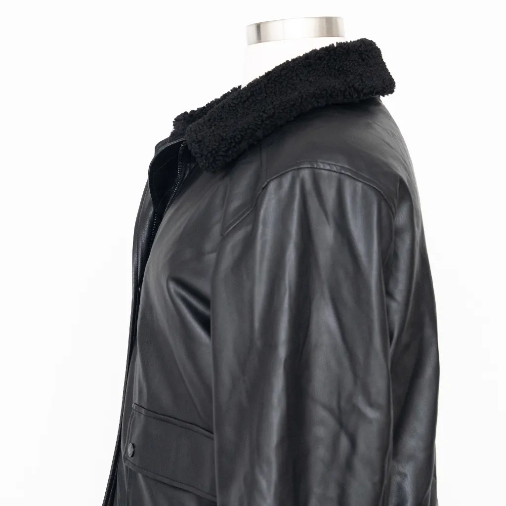 Calvin Klein - Faux-Fur-Collar Faux-Leather Bomber Coat - Image 10