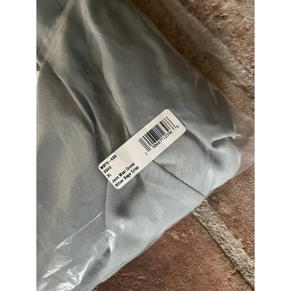 NWT Show Me Your Mumu Jenn Maxi Dress V Neck Flowy Silver Sage Green Sz XL - Image 5