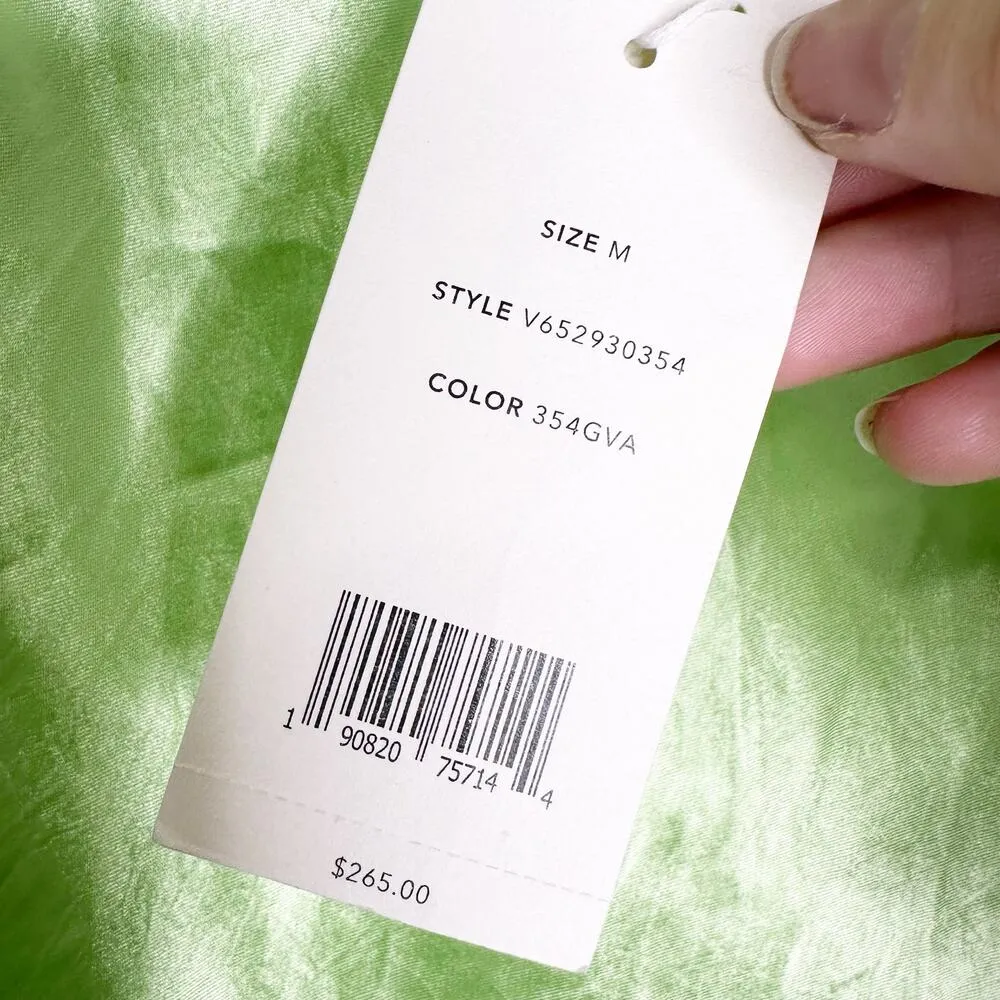 Vince Womens Skirt Slip High Rise Satin Flared Mini Pull on Guava Green M NWT - Image 6