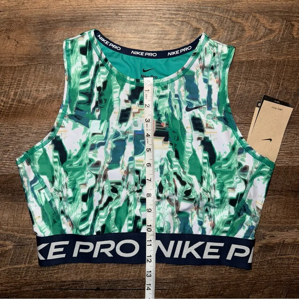 NIKE PRO Dri-Fit Green Abstract Top Women’s Size Medium New With Tags - Image 2