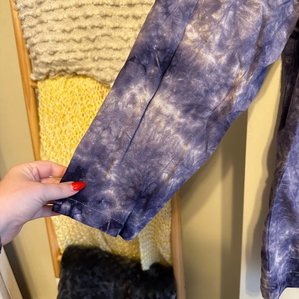 Anthropologie Amadi Hilde Shine Oversize Lightweight Tie Dye Linen Blazer SizeXL - Image 9