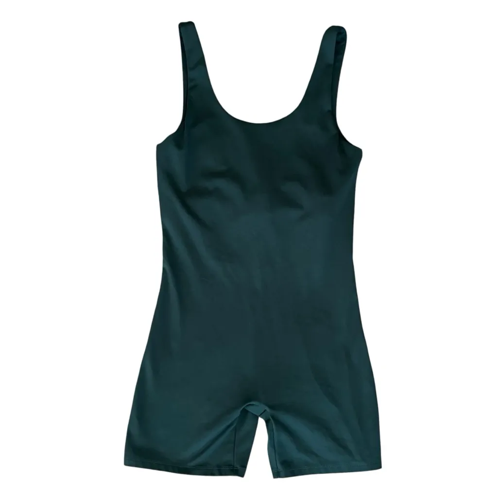 The Girlfriend Collective Women’s Bike Unitard Emerald Moss Green Shorts Romper - Image 2