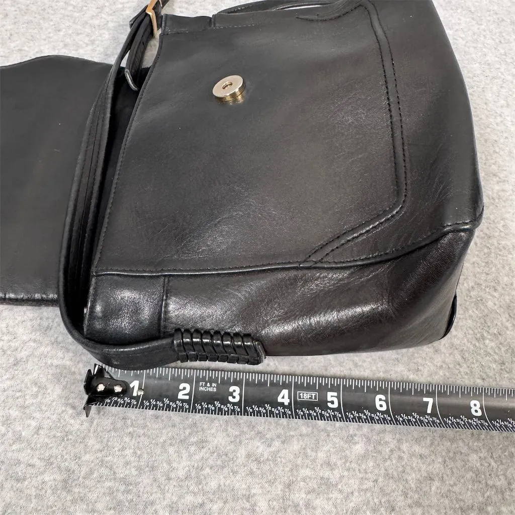 Vintage Tignanello Women's Black Leather Crossbody Shoulder Bag Adjustable Strap - Image 12