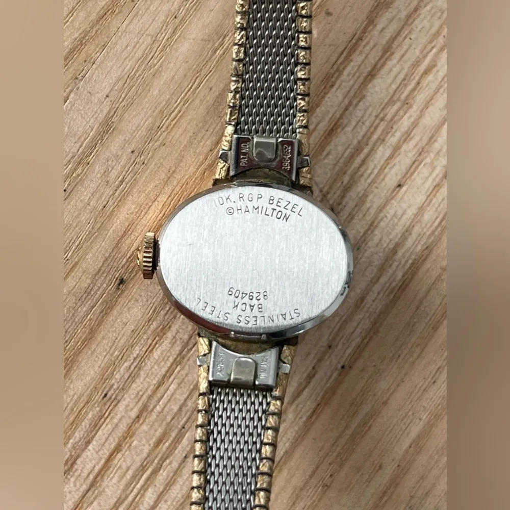 Hamilton Rare Vintage Mechanical Ladies Watch Gold Bracelet Case Bronze Dial - Image 11