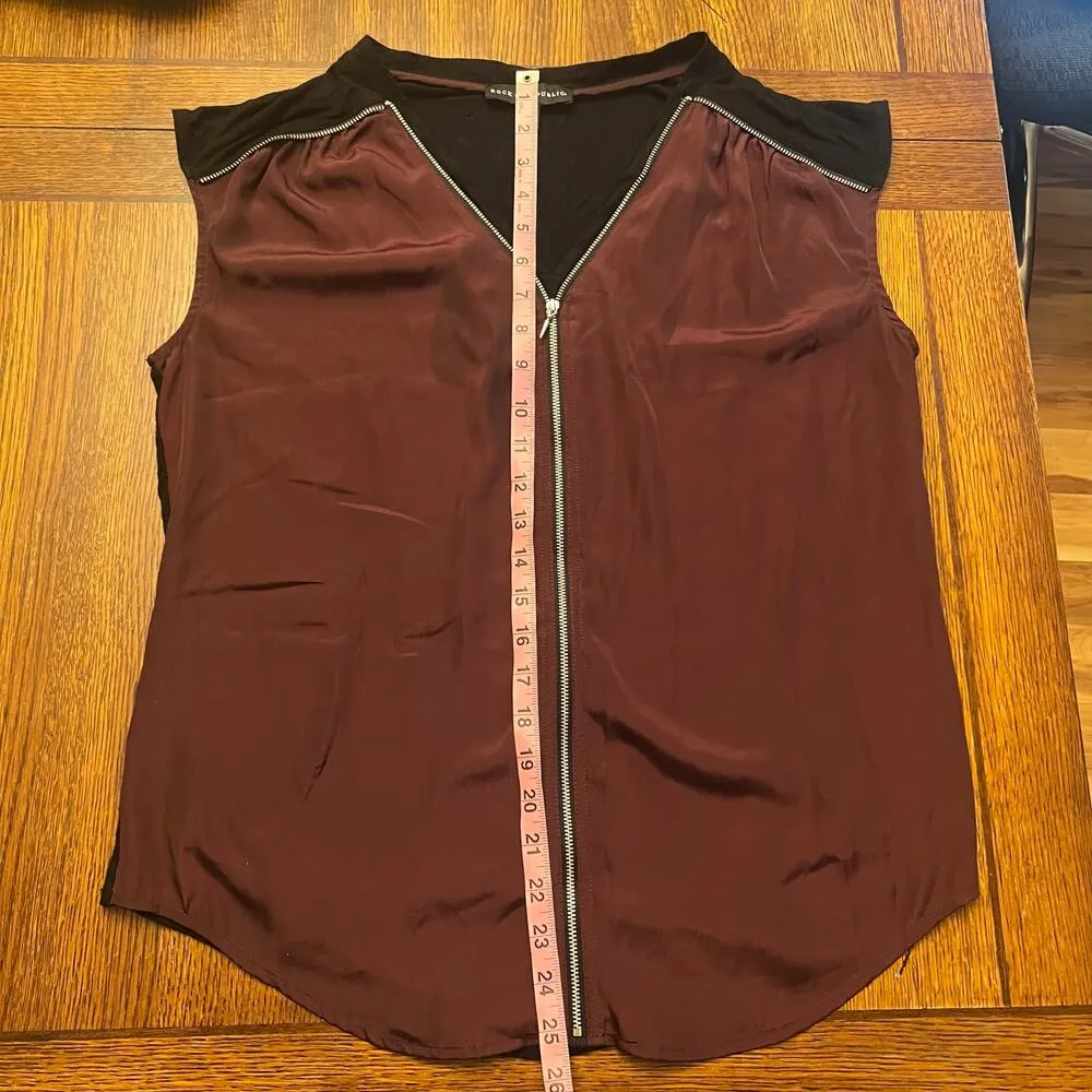 Rock & Republic Burgundy Zip Blouse M - Image 8