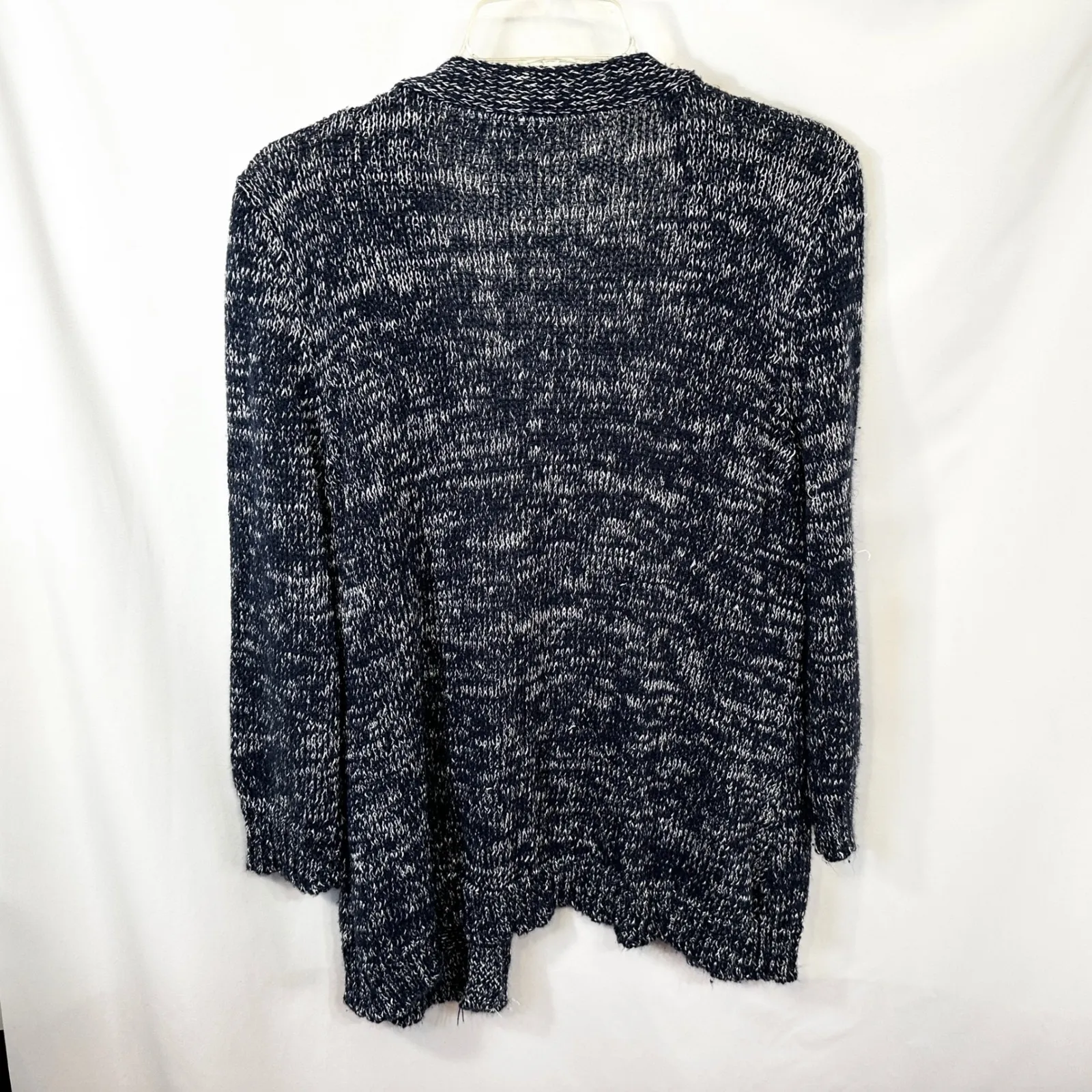 Kim Rogers XL Cardigan Blue White Marled Knit Sparkly Open Front Sweater 1733 - Image 2