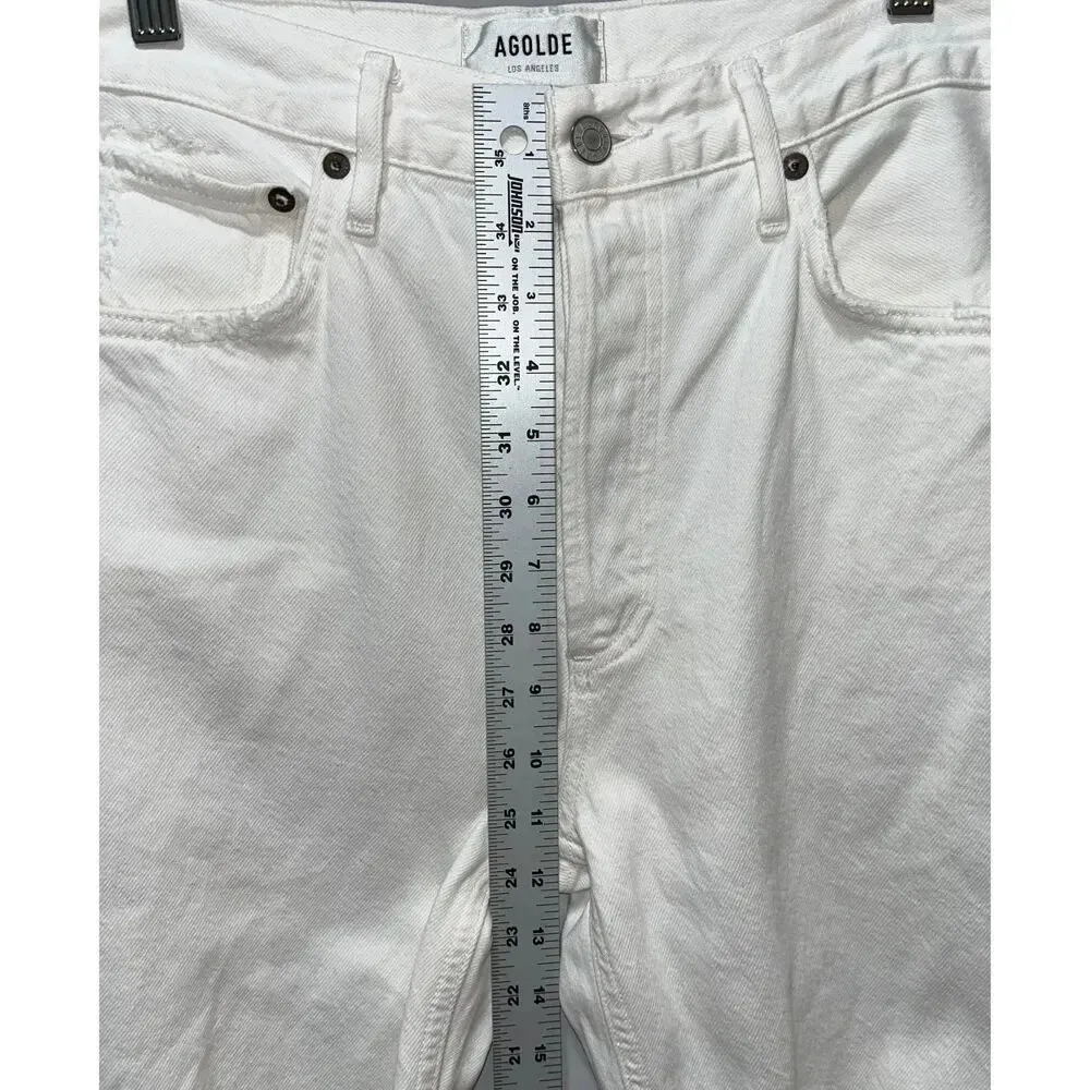 Agolde Riley High Rise Straight Crop White Veil 100% Cotton Jeans Size 28 - Image 7