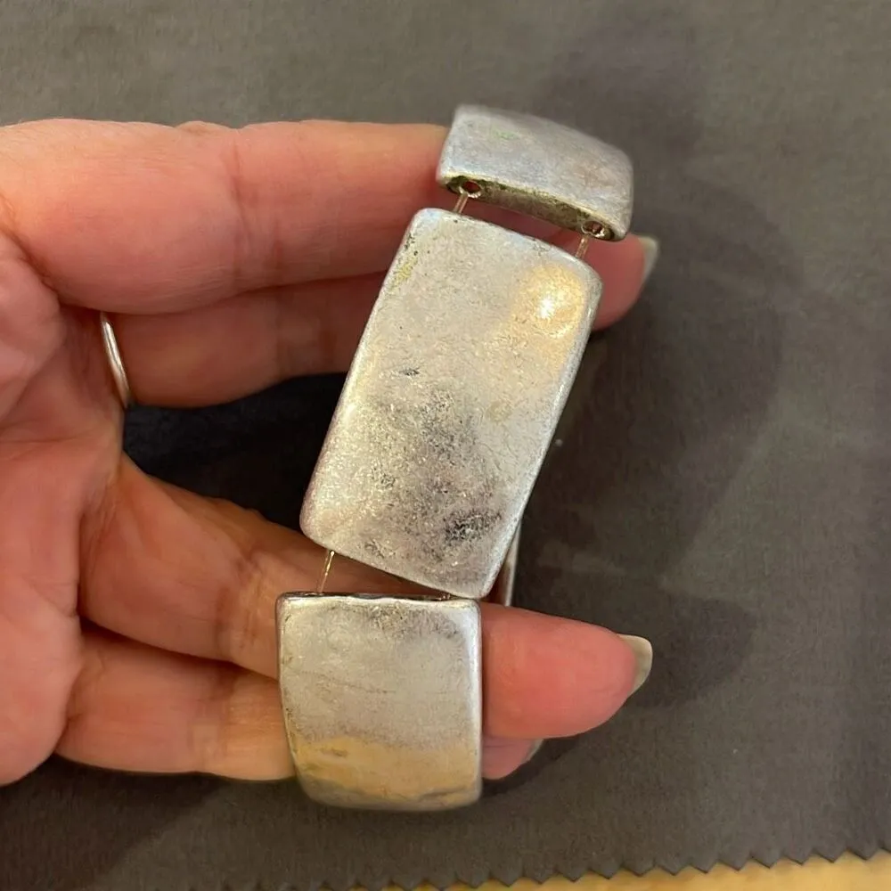 BOMBAY Retired lia sophia Stretch Bracelet Silver Matte silvertone stretch brace - Image 5