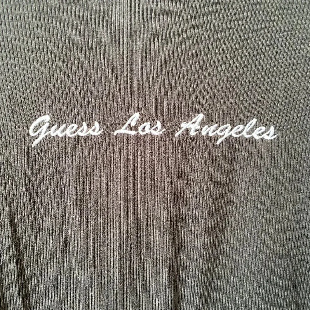 Guess Los Angeles Women's Small Long Sleeve Ribbed Bodycon Black Mini Dress Y2K - Image 6