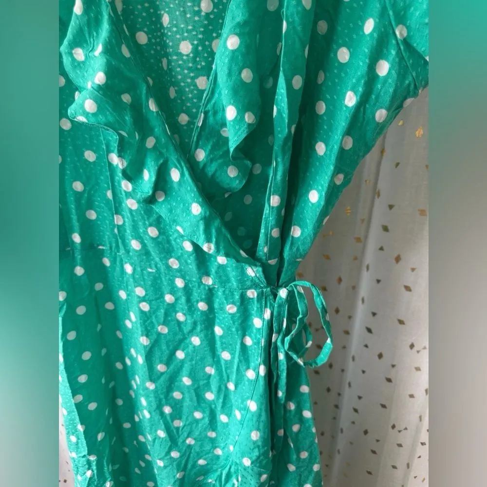 Pour Moi NWT Polka Dot Frill Flounced Ruffle Trim Textured Wrap Beach Dress 12 - Image 5