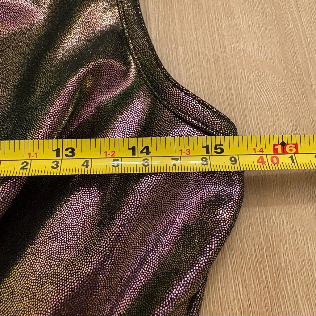 Vintage 90s Frederick’s of Hollywood Metallic Shimmer Bodycon Mini Dress Small - Image 6