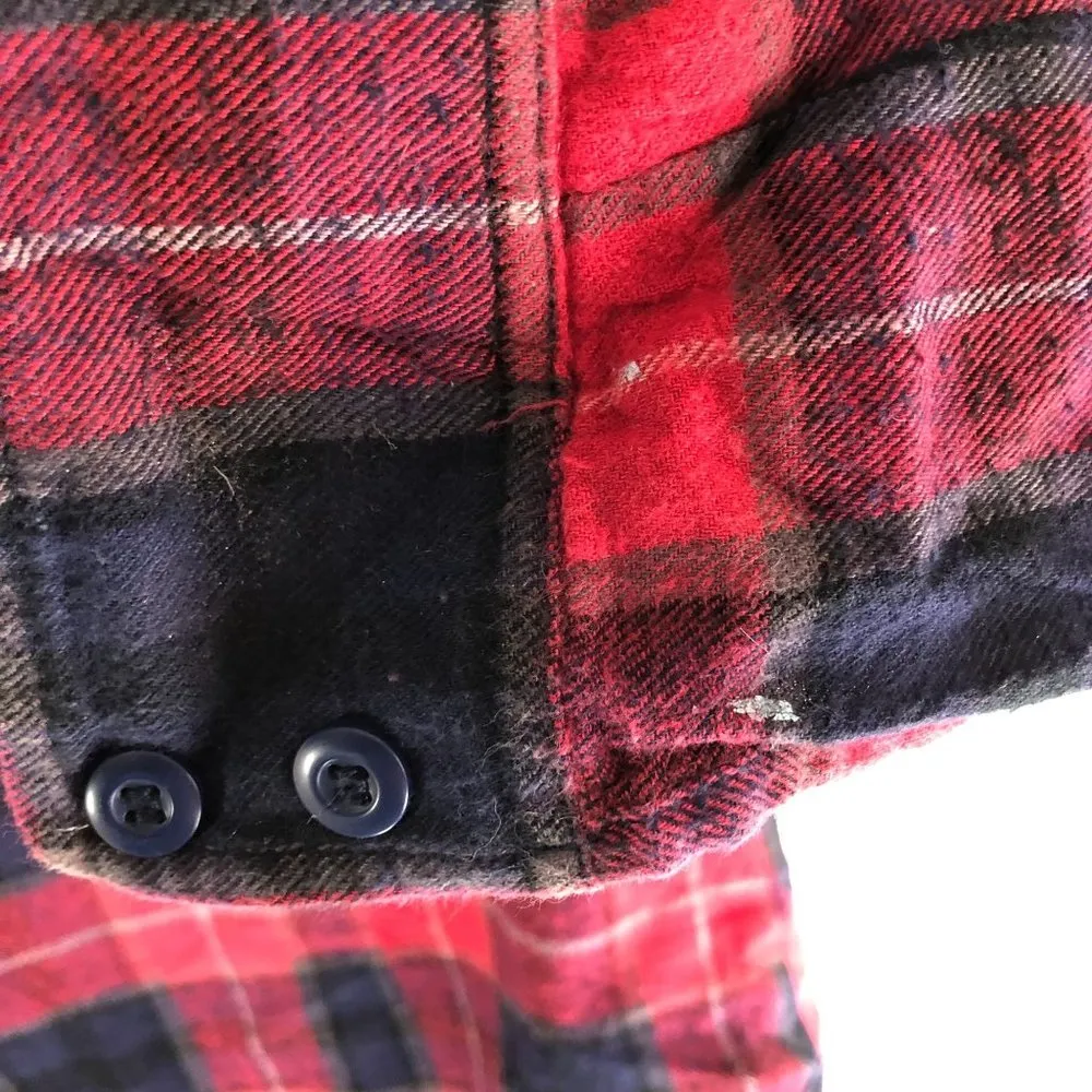 Forever 21 XXI Womens Plaid Flannel Shirt Button Down Red Black M - Image 3