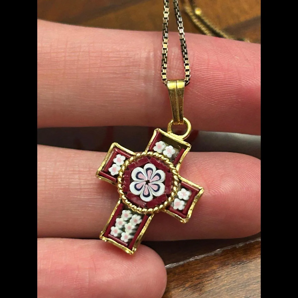 18 inch h16 4.16g cross pendant necklace 925 sterling silver gold tone - Image 2