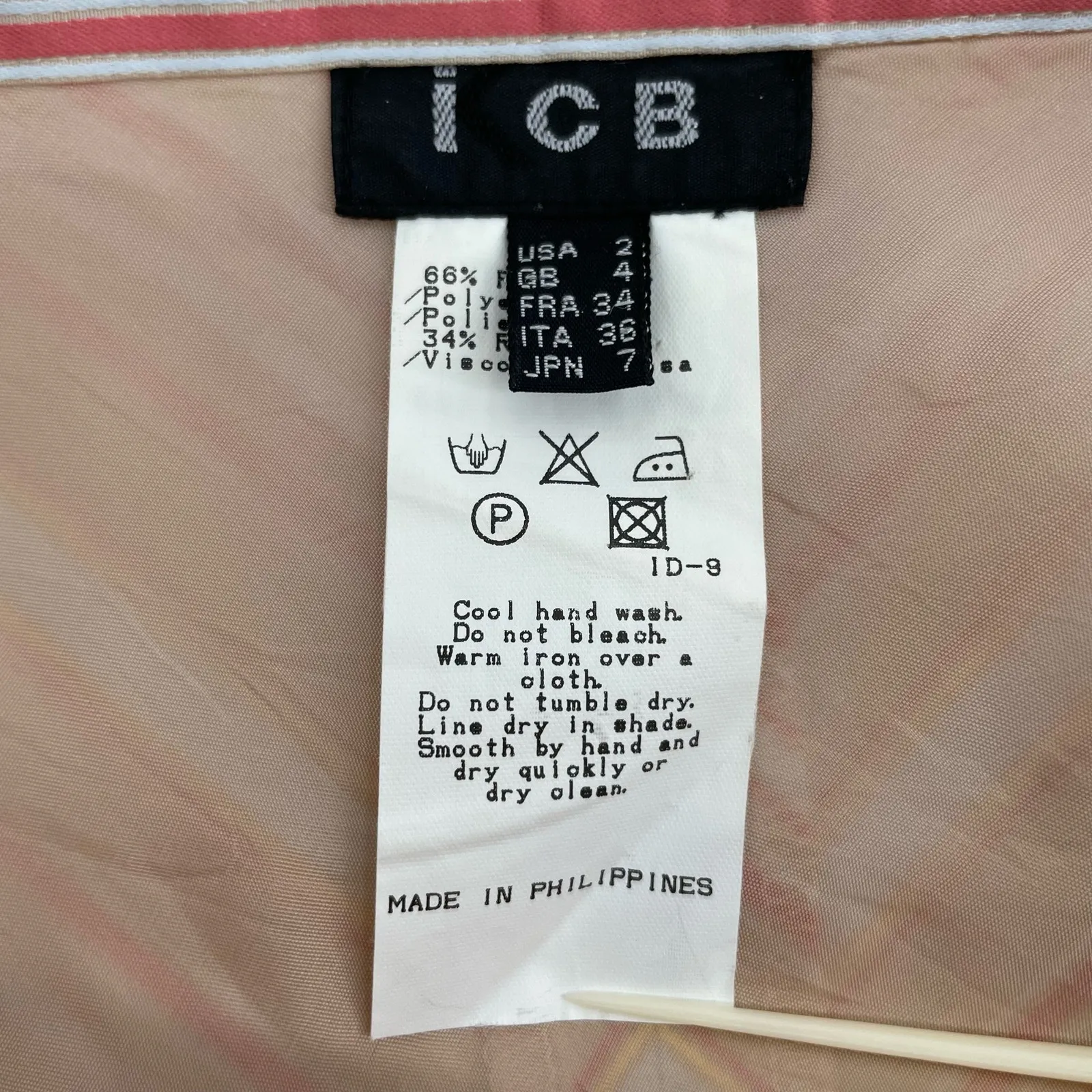 ICB Japanese Skirt Chevron Striped Neutral Salmon Pink Corporate Office Size 2 - Image 6