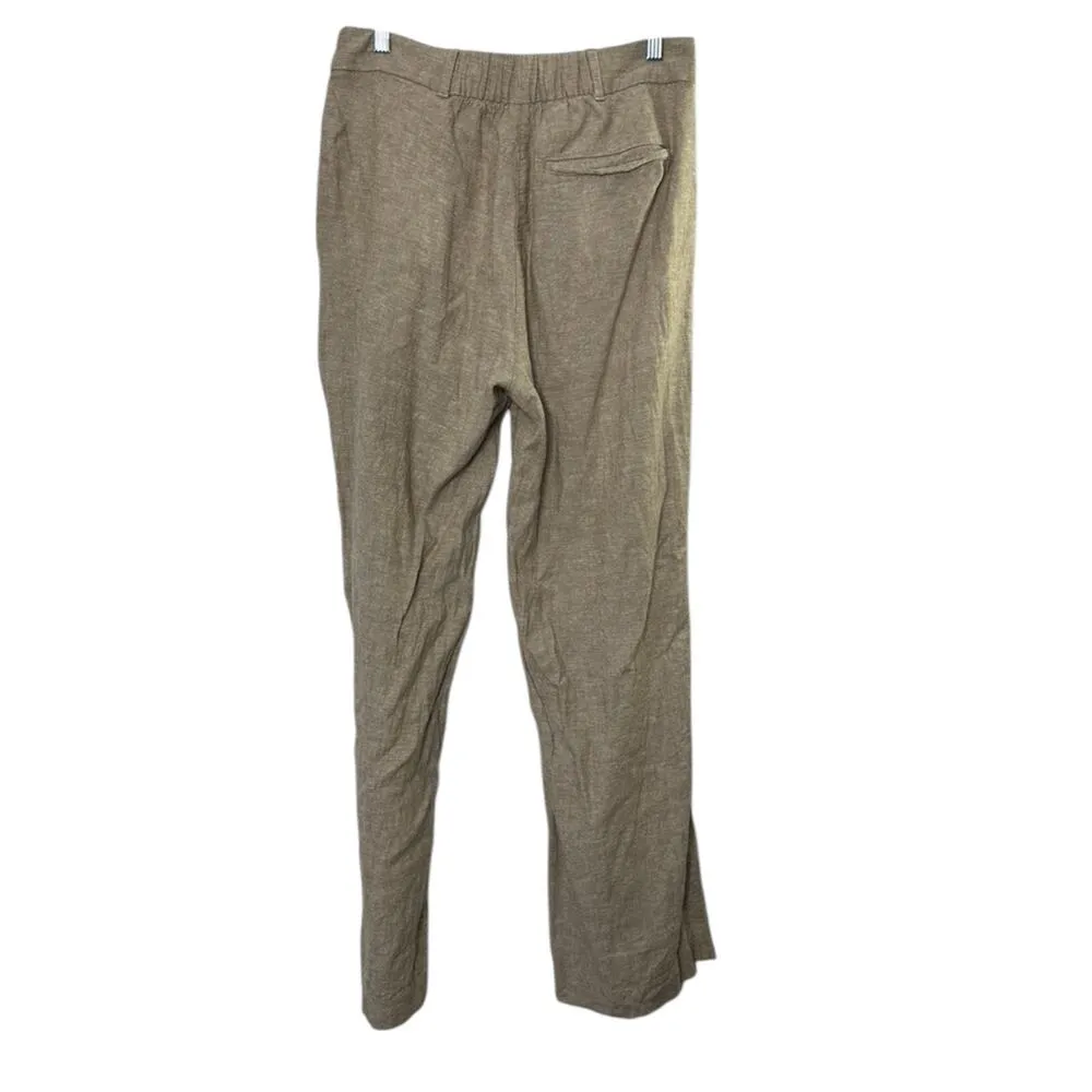 Old Navy Tan Linen Blend Full Length Pants Women's Size Medium - Image 3